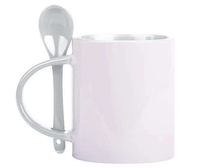 TARRO BICOLOR DE SUBLIMACIÓN C/CUCHARA 11 OZ MIRZA A2376 BLANCO — clave A2376