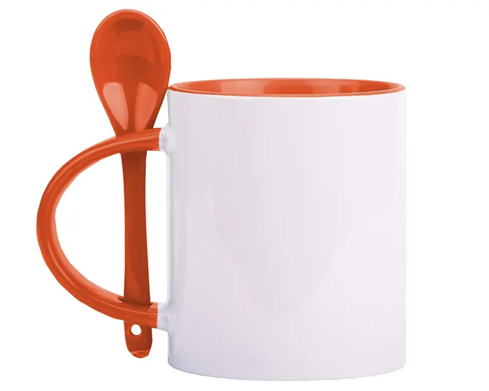 TARRO BICOLOR DE SUBLIMACIÓN C/CUCHARA 11 OZ MIRZA A2376 NARANJA — clave A2376