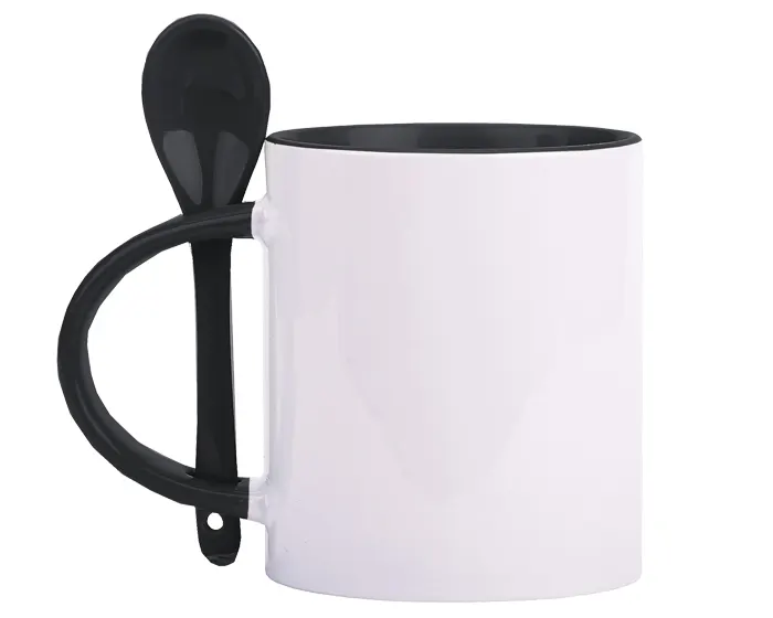TARRO BICOLOR DE SUBLIMACIÓN C/CUCHARA 11 OZ MIRZA A2376 NEGRO — clave A2376