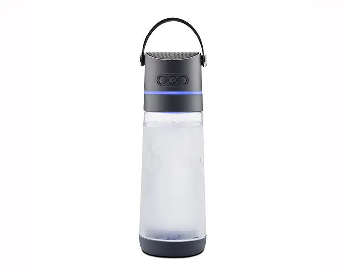 CILINDRO DE TRITÁN DE 650 ML. CON FUNCIÓN DE BOCINA BLUETOOTH SOUNDTEK A2434 GRIS — clave A2434