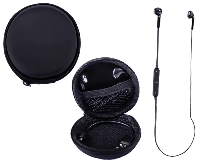 AUDÍFONOS BLUETOOTH MANOS LIBRES CON ESTUCHE PARA GUARDAR SAURUS A2514 NEGRO — clave A2514