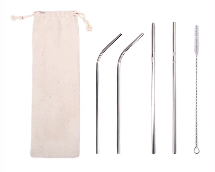 KIT ECOLÓGICO DE POPOTES ACERO INOX. CLEAN A2647 PLATA — clave A2647