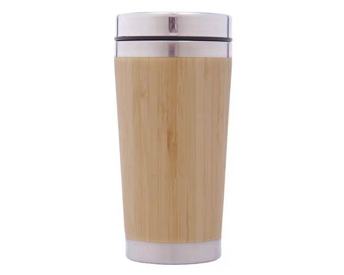TERMO DE ACERO INOXIDABLE CON BAMBÚ DE 445 ML. ALLEN A2704 ÚNICO — clave A2704