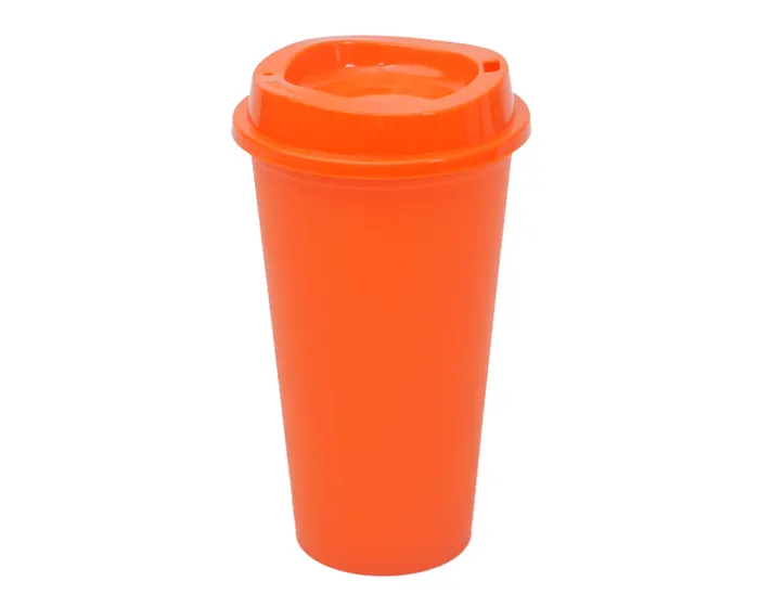 VASO CAFETERO DE PLÁSTICO 473 ML. ALDO A2750 NARANJA — clave A2750