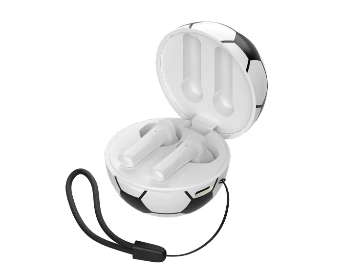 AUDÍFONOS INALÁMBRICOS CON ESTUCHE DE BALÓN DE SOCCER GOAL A2830 BLANCO — clave A2830