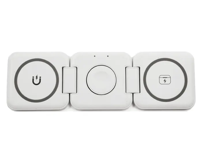 MULTICARGADOR INALÁMBRICO PLEGABLE DE CARGA RÁPIDA 3 EN 1 CRASH A2888 BLANCO — clave A2888