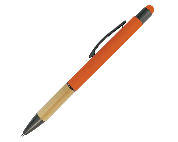 BOLÍGRAFO DE ALUMINIO CON BAMBÚ ELEBAM A2921 NARANJA — clave A2921