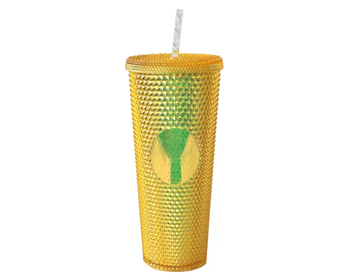 VASO DE PLÁSTICO DOBLE PARED TEXTURIZADO COCONUT A2927 ORO A2927 Oro