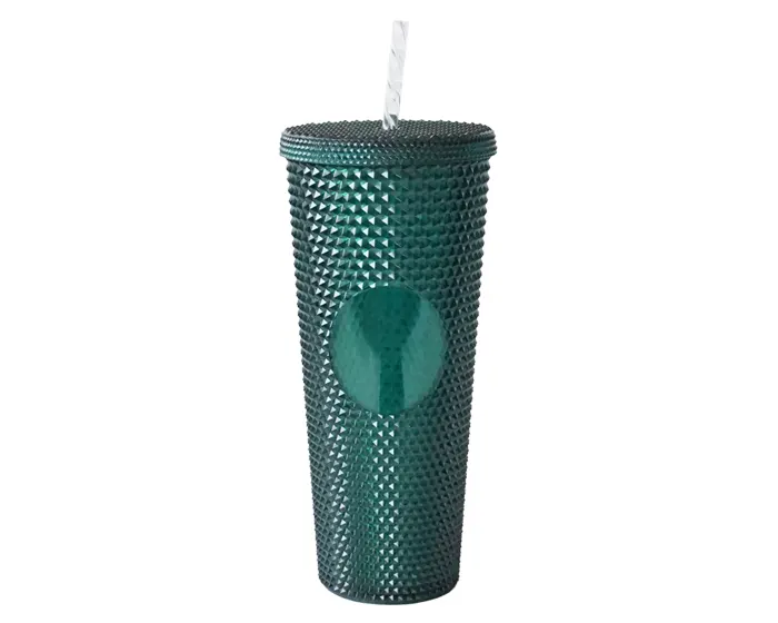 VASO DE PLÁSTICO DOBLE PARED TEXTURIZADO COCONUT A2927 VERDE — clave A2927