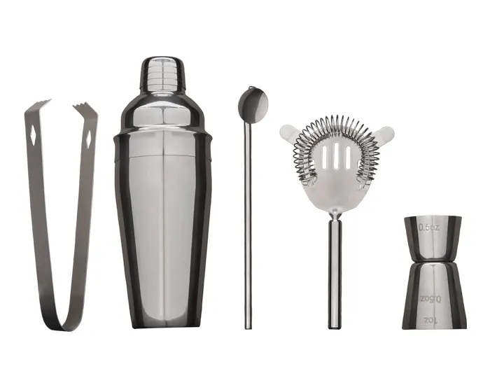 SET PARA BEBIDAS DE ACERO INOXIDABLE COCOBONGO A2928 PLATA — clave A2928