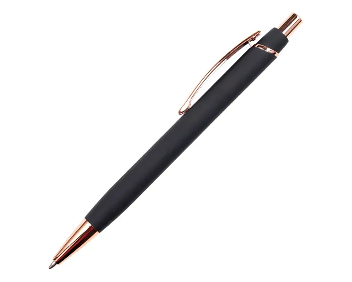 BOLIGRAFO DE ALUMINIO ACABADO EN ORO ROSA ARIANA A2984 NEGRO — clave A2984