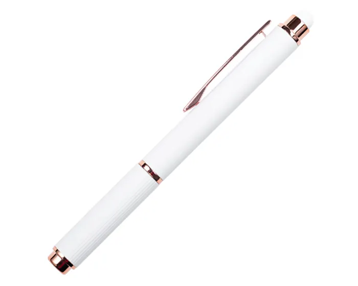 BOLÍGRAFO DE ALUMINIO CON TAPA Y TOUCH SCREEN LOHAN A2985 BLANCO — clave A2985