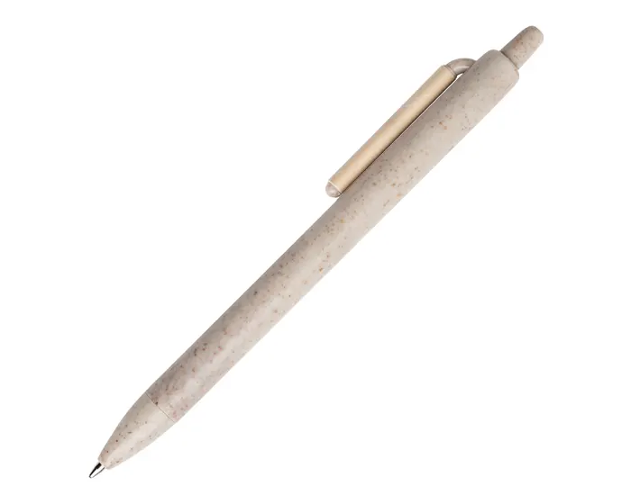 BOLÍGRAFO ECOLÓGICO CON CLIP DE PAPEL CORTEZA A2987 BEIGE — clave A2987