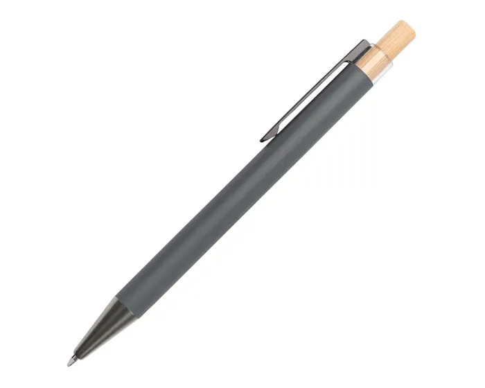 BOLIGRAFO DE ALUMINIO CON BOTON DE BAMBU TEACHER A2989 GRIS — clave A2989