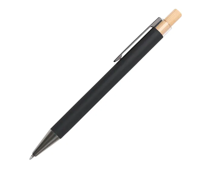 BOLIGRAFO DE ALUMINIO CON BOTON DE BAMBU TEACHER A2989 NEGRO A2989 Negro