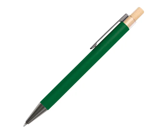 BOLIGRAFO DE ALUMINIO CON BOTON DE BAMBU TEACHER A2989 VERDE — clave A2989