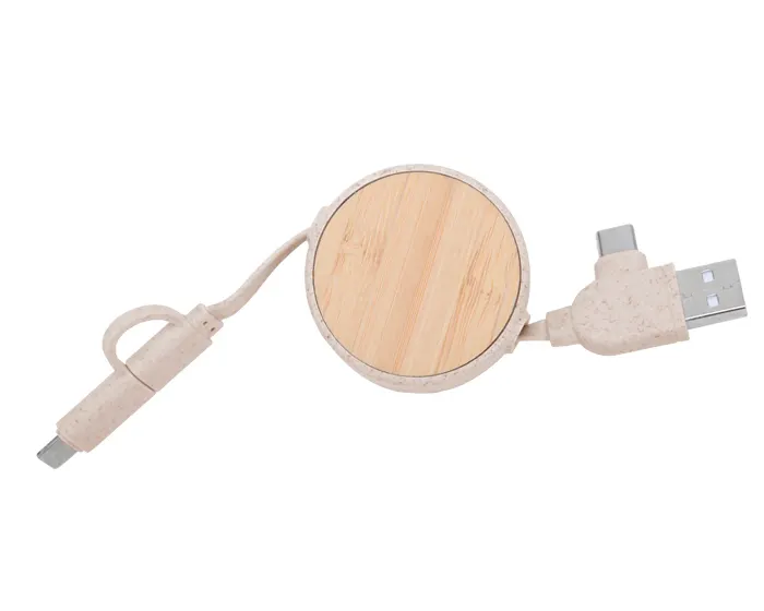 CABLE CONECTOR DE CARGA USB RETRÁCTIL 4 EN 1 CORAL A3113 BEIGE — clave A3113