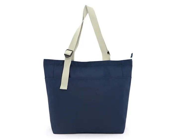 BOLSA DE POLIÉSTER CON ASAS DE ALGODÓN OLIVO A3116 AZUL MARINO — clave A3116