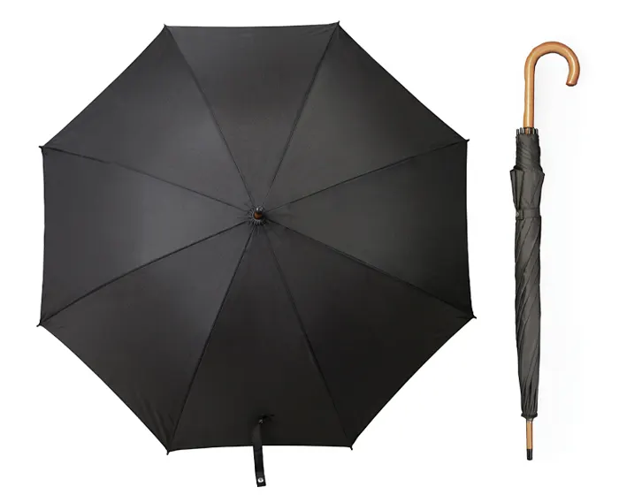 PARAGUAS APERTURA AUTOMÁTICA CON MANGO DE MADERA GUINEA A3130 NEGRO A3130 Negro