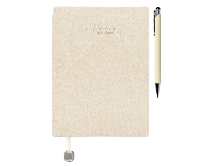 AGENDARIO CON BOLÍGRAFO VENECIA A3167 BEIGE — clave A3167
