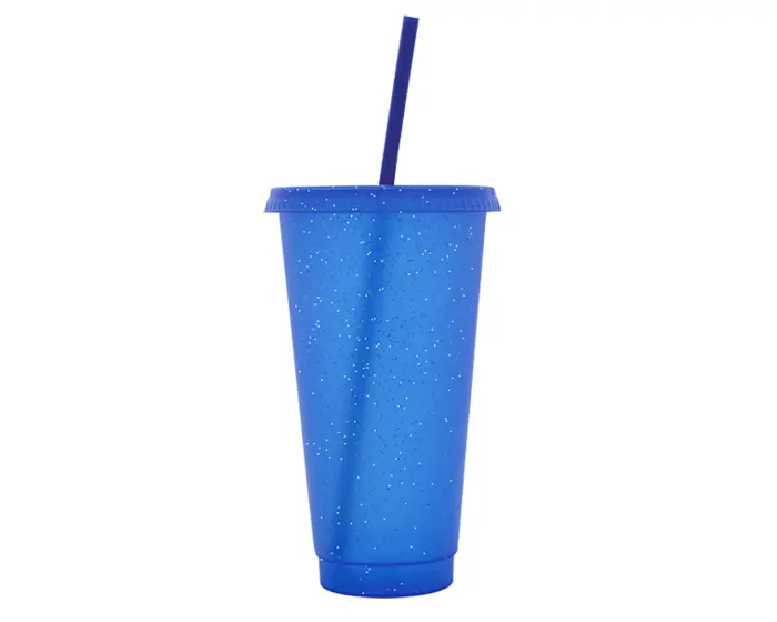 VASO DE PLÁSTICO DE 750 ML GLITTER A3171 AZUL A3171 Azul