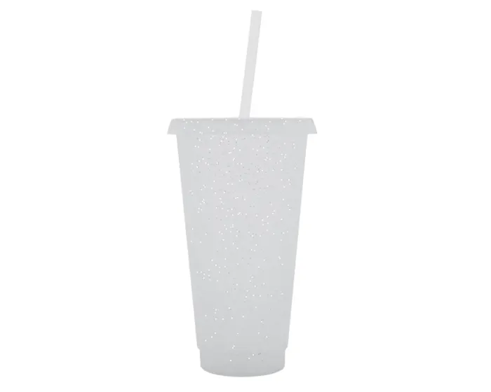 VASO DE PLÁSTICO DE 750 ML GLITTER A3171 BLANCO A3171 Blanco