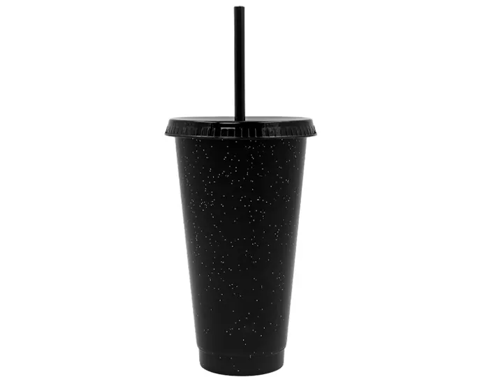 VASO DE PLÁSTICO DE 750 ML GLITTER A3171 NEGRO A3171 Negro