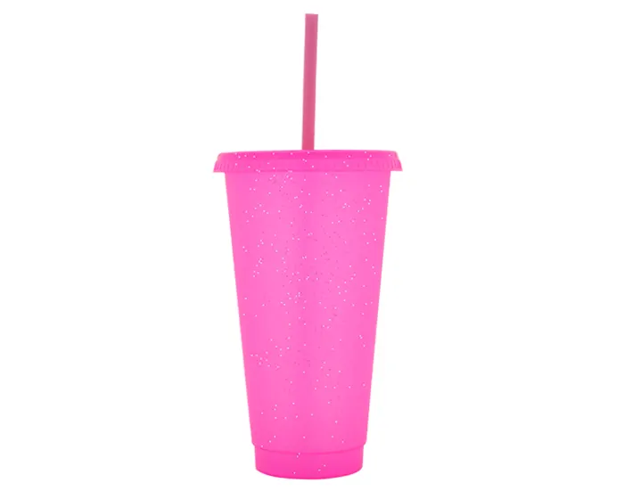 VASO DE PLÁSTICO DE 750 ML GLITTER A3171 ROSA — clave A3171