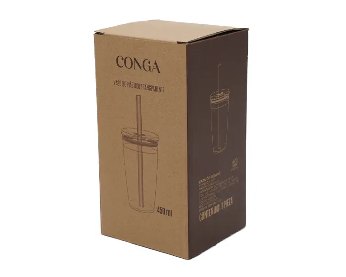 CAJA DE REGALO DE CARTÓN PARA VASO CONGA, CAJA CONGA A3180 CAFÉ — clave A3180