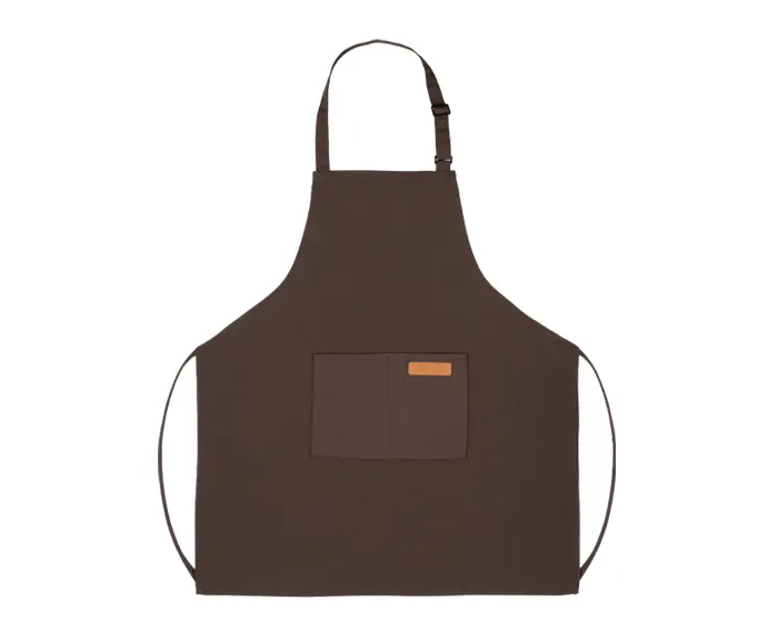 MANDIL DE POLIESTER CON BOLSILLO FRONTAL PRO CHEF A3203 CAFÉ — clave A3203