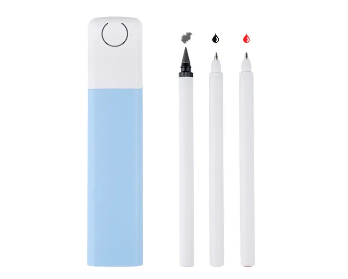 SET DE BOLÍGRAFOS DE PLÁSTICO BELANUS A3261 AZUL CLARO — clave A3261