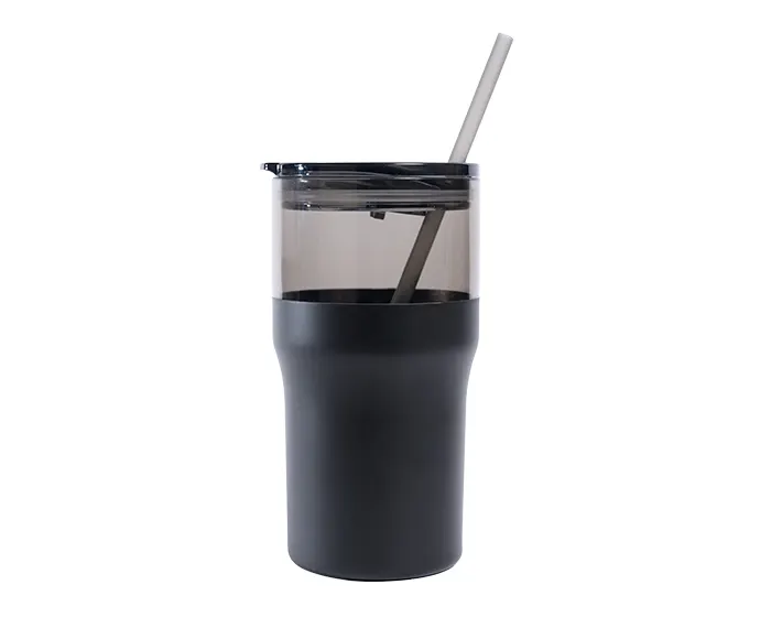 VASO TÉRMICO DE PLÁSTICO / ACERO INOX. 650 ML KIQUE A3264 NEGRO — clave A3264
