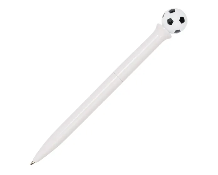 BOLÍGRAFO DE PLÁSTICO CON BALÓN DE SOCCER ROLANDO A3276 BLANCO — clave A3276