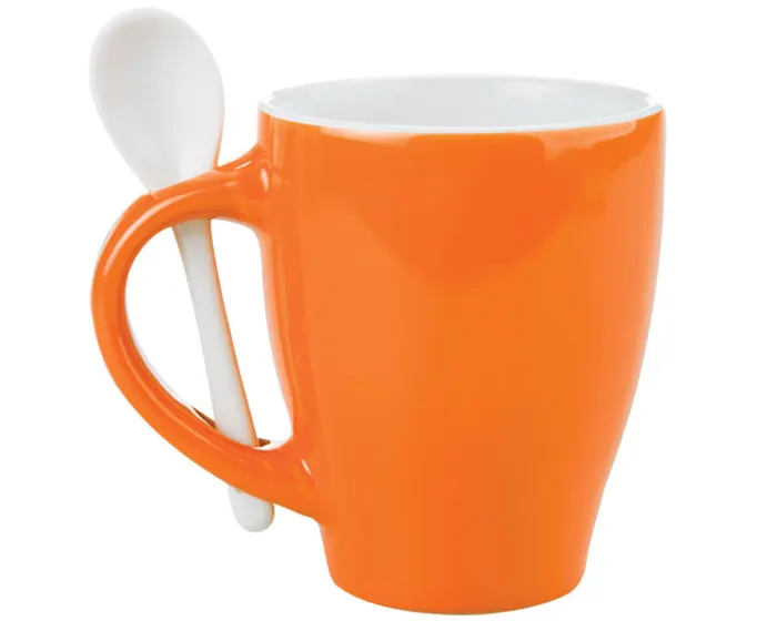 TAZA BICOLOR C/CUCHARA 12 OZ LONDON TAC11 NARANJA TAC11 Naranja