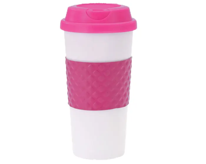 VASO TERMICO DOBLE PARED CINTA 420 ml. ONIX VTE1388 ROSA — clave VTE1388