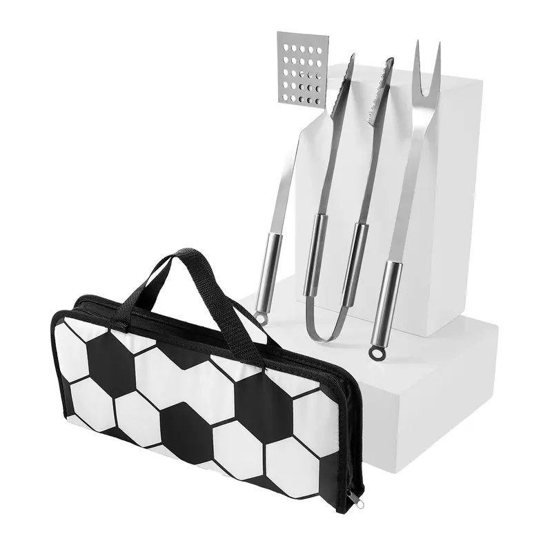 SET DE BBQ SOCCER SOC 972 Blanco con negro — clave SOC 972