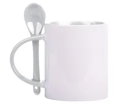 TARRO BICOLOR DE SUBLIMACIÓN C/CUCHARA 11 OZ MIRZA A2376 BLANCO
