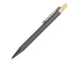 BOLIGRAFO DE ALUMINIO CON BOTON DE BAMBU TEACHER A2989 GRIS
