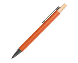 BOLIGRAFO DE ALUMINIO CON BOTON DE BAMBU TEACHER A2989 NARANJA