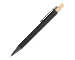 BOLIGRAFO DE ALUMINIO CON BOTON DE BAMBU TEACHER A2989 NEGRO