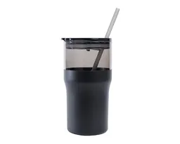 VASO TÉRMICO DE PLÁSTICO / ACERO INOX. 650 ML KIQUE A3264 NEGRO