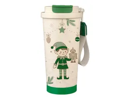 TERMO NAVIDEÑO DE ACERO INOXIDABLE DE 500 ML. ELFO A3302 VERDE