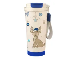 TERMO NAVIDEÑO DE ACERO INOXIDABLE DE 500 ML. COMETA A3303 AZUL