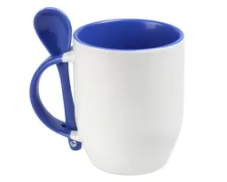 TAZA BICOLOR DE SUBLIMACIÓN CON CUCHARA SUB4716 MAGGIE AZUL