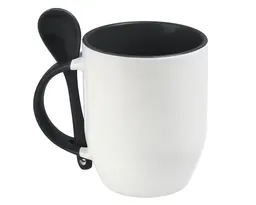 TAZA BICOLOR DE SUBLIMACIÓN CON CUCHARA SUB4716 MAGGIE NEGRO