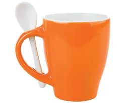 TAZA BICOLOR C/CUCHARA 12 OZ LONDON TAC11 NARANJA